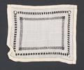 Tea Cloth or Doily of white linen with trim of two rows of open-work and hemstitch border
