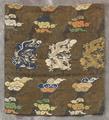 Textile Panel created from a hand-woven Samurai's Obi of silk brocade with four-clawed dragons, flower motif, and cloud motif