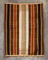 Textile Panel of vertical striped hand-woven cotton in yellow, red, white, black and green