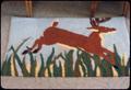 deer- won 2nd prize. One of her first works. Already stamped. Made in 1940s after war, from old blue crocheted coat (22x34)