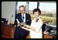 Norman Borlaug and Esther Dickey with her book, "Passport to Survival," Corvallis, Oregon, circa 1971