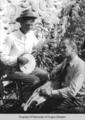 Man with banjo and John Jacob Niles with dulcimer, Old Timer's Day