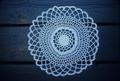 10 inch white doily made by Mrs. E ~1950's in Myrtle Point