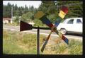 whirligigs: 20 x 5 inches, windmill (sideways: rainbow blades)
