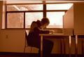 Student studying, Design Library