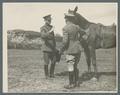 US Army Major with unidentified officer and horse, circa 1920