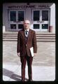 Ralph Bogart in front of Withycombe Hall, Oregon State University, Corvallis, Oregon, circa 1970