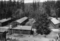 View of bunk houses at Oakridge CCC camp F-25, Willamette National Forest