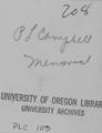 Campbell, Prince Lucian: UO President, 1902 - 1925 [10] (verso)