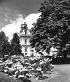 Marion County Courthouse and rhododendrons