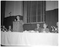 Henry Hartman (Horticulture professor), speaking at science exposition, April 26, 1958