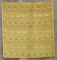 Textile panel of finely woven kinran (silk brocaded with gilt paper) in pale olive, gold, white, brown, and green