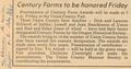 "Century Farms to be honored Friday"