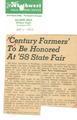 "'Century farmers' to be honored at '58 state fair"