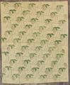 Textile Panel of ivory woven cotton with block print of a pattern of the outline of Pele, the Goddess of volcanoes