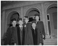 President Strand (center) with colleagues on commencement day, June 1959