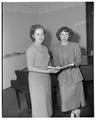 OSC Music students Marilyn Powell, left and Katherine DeSpain, right, November 1949