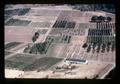 Aerial view of equipment shed and pear breeding block at Lewis Brown Horticulture Farm, Corvallis, Oregon, circa 1972