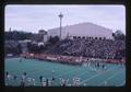 Oregon State University football team entering field with band, Parker Stadium, Corvallis, Oregon, 1982
