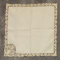 Set of six large napkins of white woven cotton trimmed along the edges in tatted lace in a floral design
