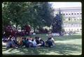 OSU classes meeting on the lawn by the Social Science Building, Oregon State University, Corvallis, Oregon, May 1969