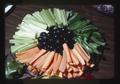 Tray of carrots, celery, green peppers, and olives, Oregon, 1975