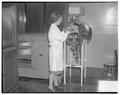 Home Economics student working with a steamer, January 1947
