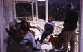 PIT Project, Heceta Oral History on Heceta House porch.  PIT Volunteers talking with Don and Patty Whereat.