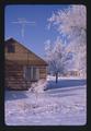 House and trees with hoar frost, Malheur County, Oregon, December 1974