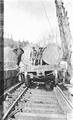 Railroad car with logs postcard