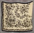 Wall Hanging (made from half of a shawl) of fine ivory silk brocaded with black silk or cotton