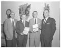 Robert William Crawford and Lawrence Richard Cron receiving Forestry scholarship, 1961
