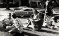 Students sitting near a tree