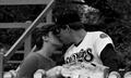 Unidentified Beaver baseball player kissing