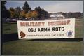 Military Science sign hung near the Tennis Pavilion