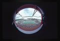 Fisheye shot of Oregon State University Marching Band and Parker Stadium crowd at OSU vs Washington State University game, Corvallis, Oregon, 1981