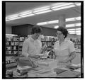 Jean Saubert, OSU student and Olympic skiing medalist, at the OSU Bookstore, July 1964