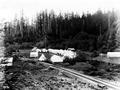 Tent camp with railroad line