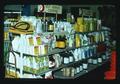 Pesticides on shelf at Pacific Supply, Tangent, Oregon, 1975