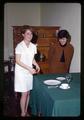 Judith E. Duerst, Home Economics Honors Program student, with an unidentified woman, Oregon State University, Corvallis, Oregon, March 1969