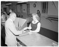 A new enrollment record is set as Nette A. Nelson of Cascade Locks becomes the 7490th student to register, October 1957