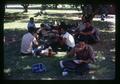 Warren Kronstad and crew eating lunch in the shade, Oregon State University, Corvallis, Oregon, circa 1971