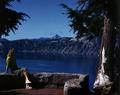 Woman viewing Crater Lake, Oregon