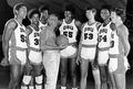 Coach Ralph Miller with the OSU basketball team