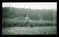 Man and dog in field