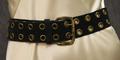 Belt of black suede with brass grommets in two rows