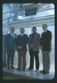 Wilbur Cooney, Joe Cox and others in front of Potato Greenhouse, Oregon State University, Corvallis, Oregon, 1975