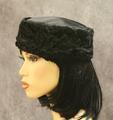 Pillbox hat of black Karakul (young lamb's wool)