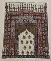 Table Scarf or Wall Hanging of hand-blocked cotton in an architectural frame (prayer niche) with blocked areas