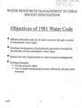 Water Resources management in Chile: Recent Innovations. Objective of 1981 Water Code